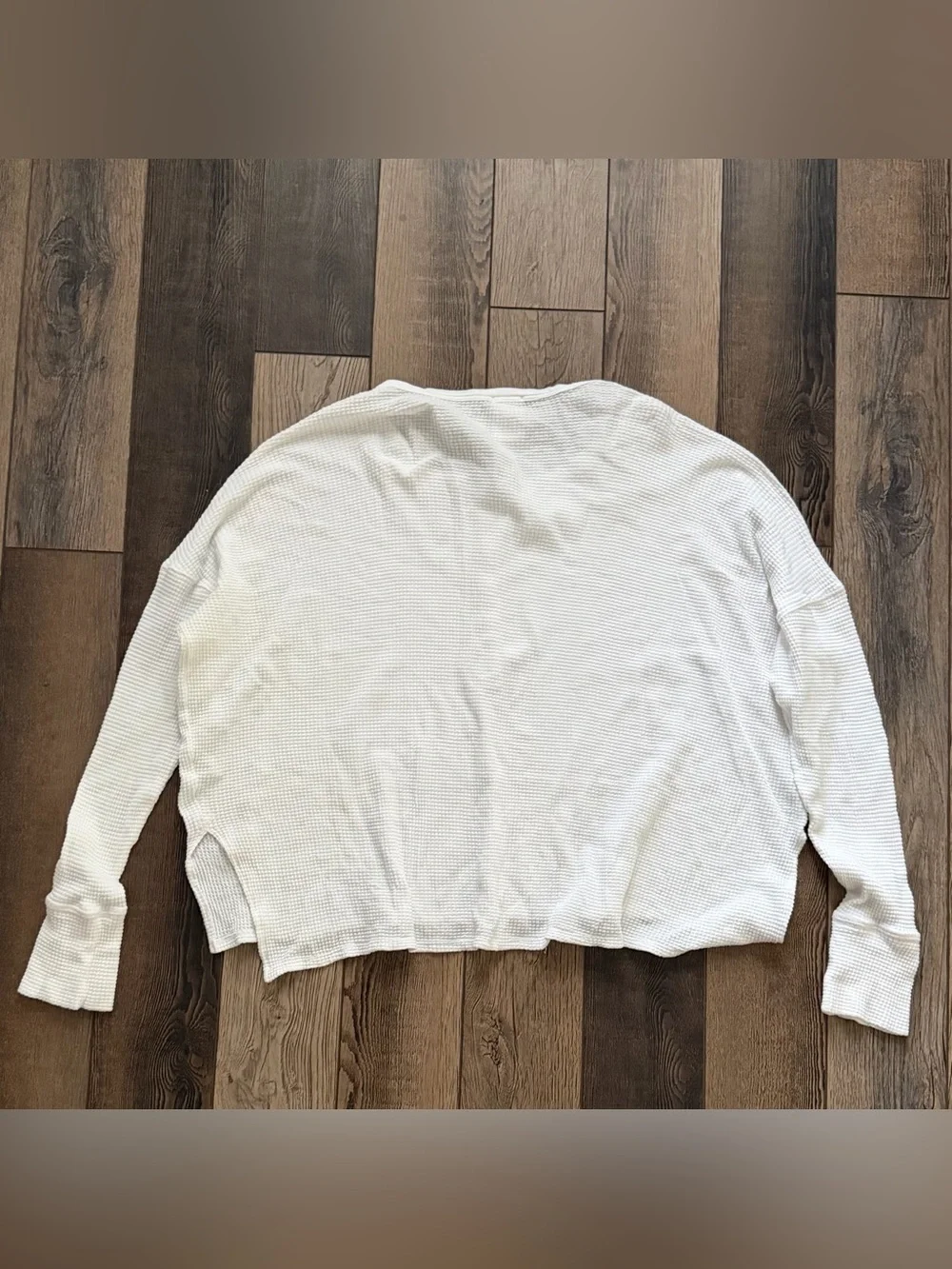 Offline Aerie Way Back Waffle Henley L White Oversized Long Sleeve - Picture 5 of 6